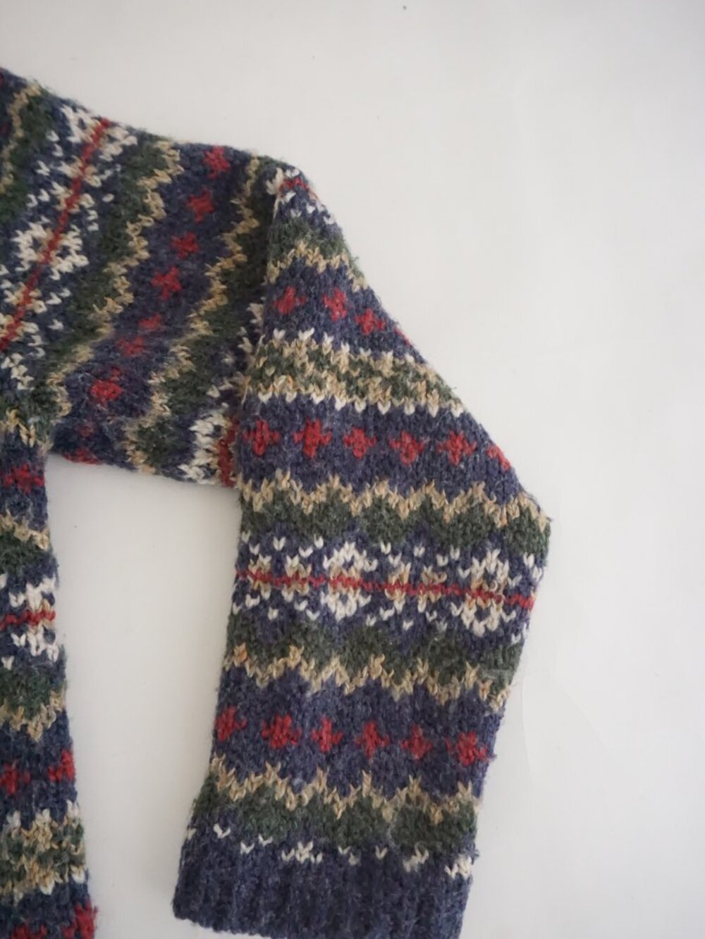 Vintage Croft & Barrow Navy Fair Isle Nordic Button Textured Knit Cardigan L - Picture 4 of 9